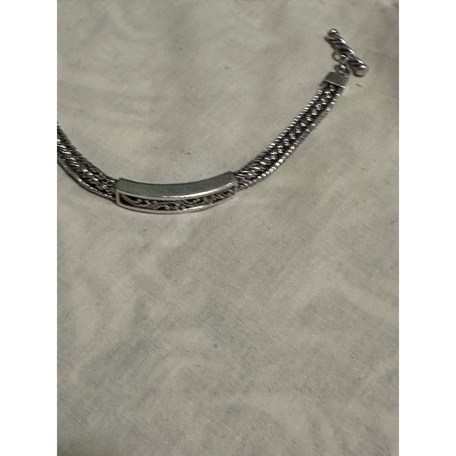 Lois Hill Sterling Silver Cut Out Thai Weave Id Bracelet 125$